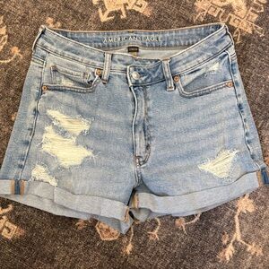 American Eagle Outfitters Women's Distressed Light Blue Jean Shorts